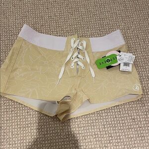 Volcom Yellow and White Women's Shorts